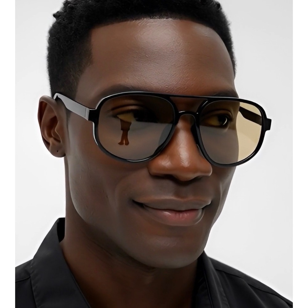 Men's Sunglasses Designer Hip Hop Black Frame Champagne Lens Classic Pilot Style